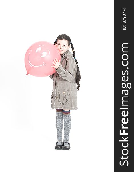 Beautiful Girl With Pink Balloon