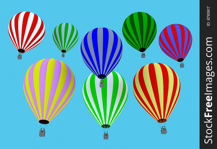 Few colored balloons on a blue background. Few colored balloons on a blue background