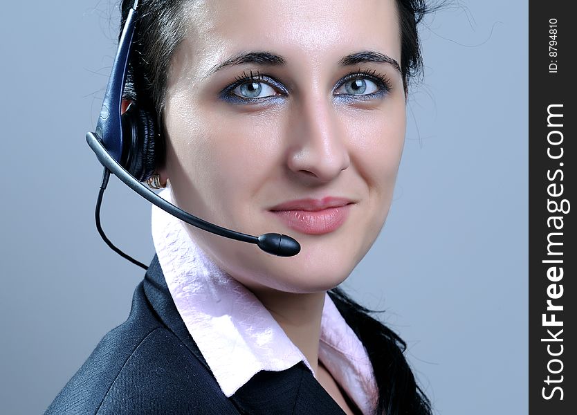 Businesswomen Wearing Headset