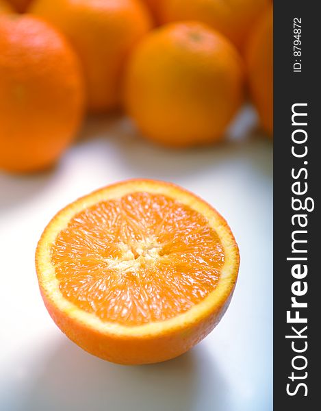 Slice of orange fruit, close up