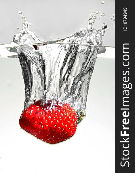 Strawberry Splashing Water