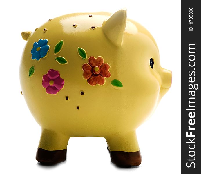 Piggy bank isolated over white