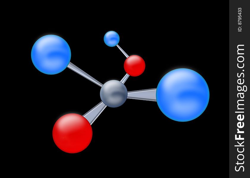 Molecule structure on black background