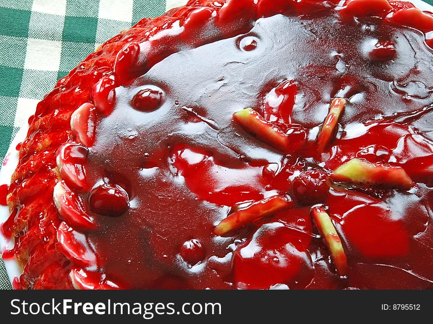 Fruit cake with jelly isolated. Fruit cake with jelly isolated