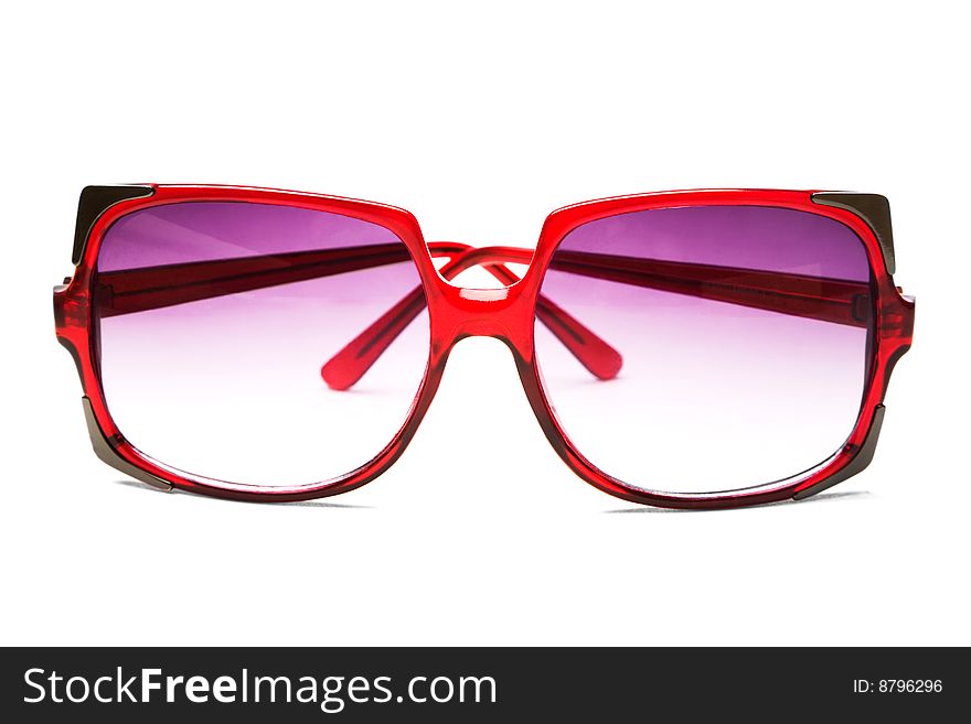 Close-up of a sunglasses isolated over white