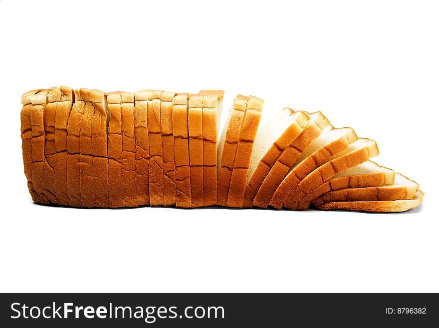 Slices of bread isolated over white