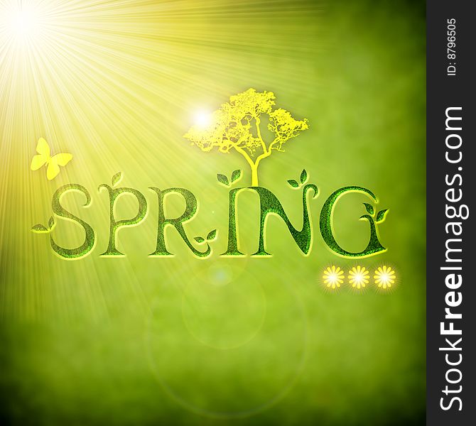 Background illustration with spring elements - square format