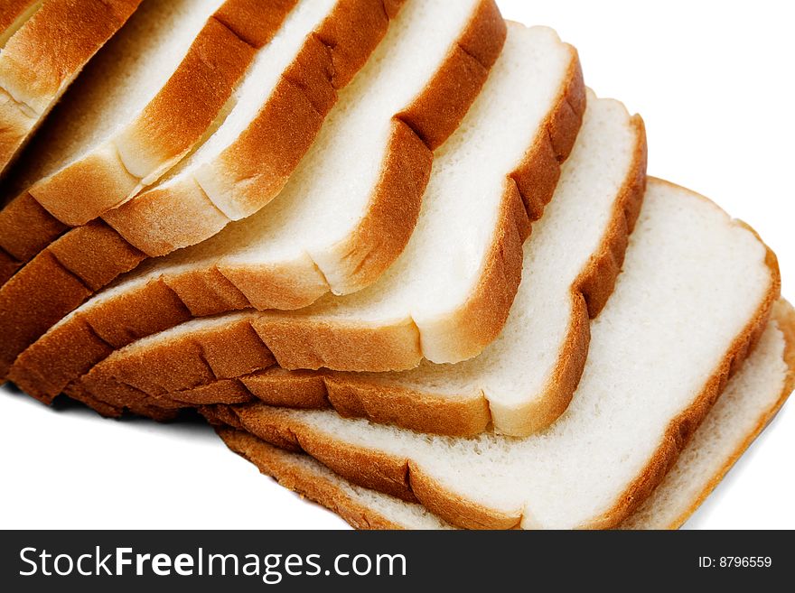 Bread slices isolated over white