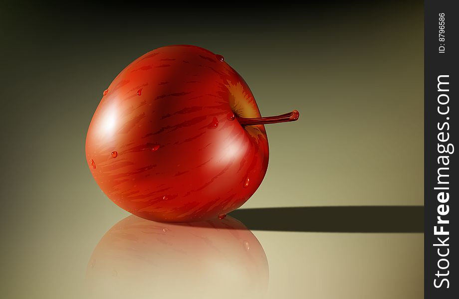 Illustration of a wet apple done in Adobe illustrator landscape format. Illustration of a wet apple done in Adobe illustrator landscape format