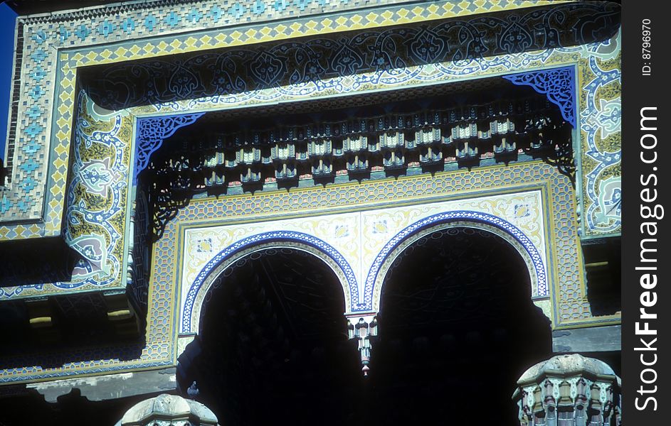 Wooden archway and ceiling detail,  Bokhara former USSR, now Uzbekistan