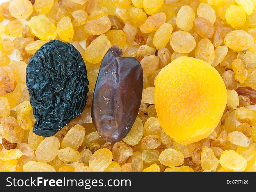 Composition from dried fruits on a light background