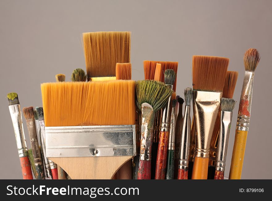 Variety of artist paint brushes. Variety of artist paint brushes