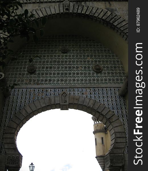 The gate at the Pena Palace in SÃ£o Pedro de Penaferrim, in the municipality of Sintra, Portugal. The gate at the Pena Palace in SÃ£o Pedro de Penaferrim, in the municipality of Sintra, Portugal.