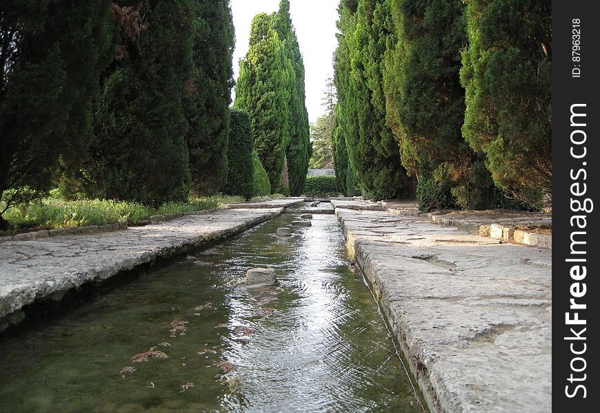 An old water channel in park.