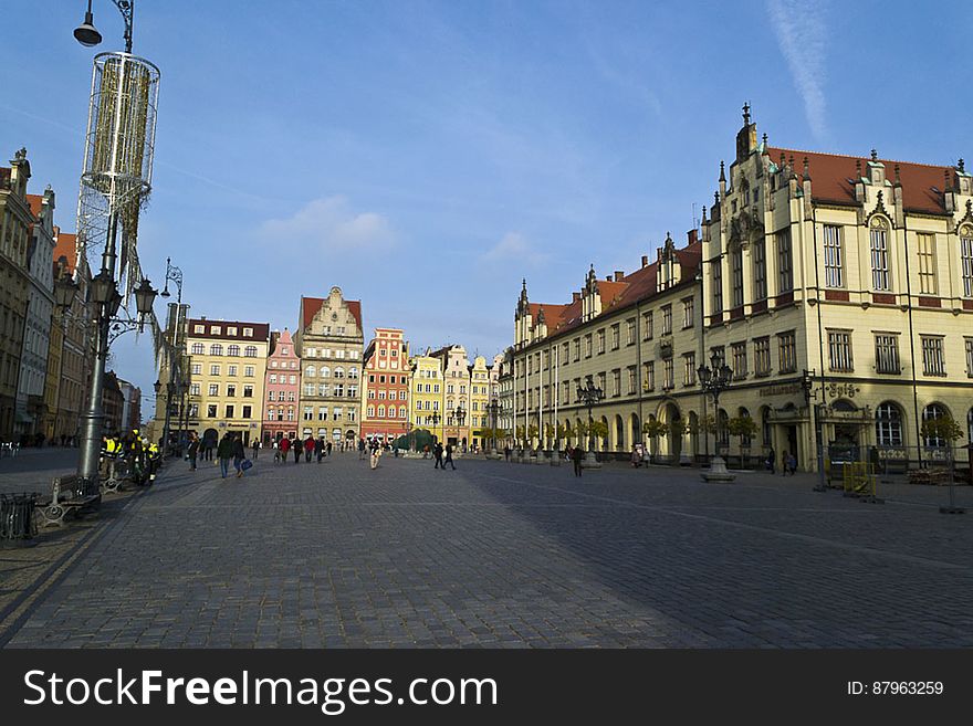 A view at the Market Square in WrocÅ‚aw, Poland.