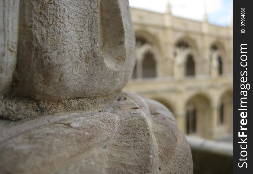 A close up of a stone monument.