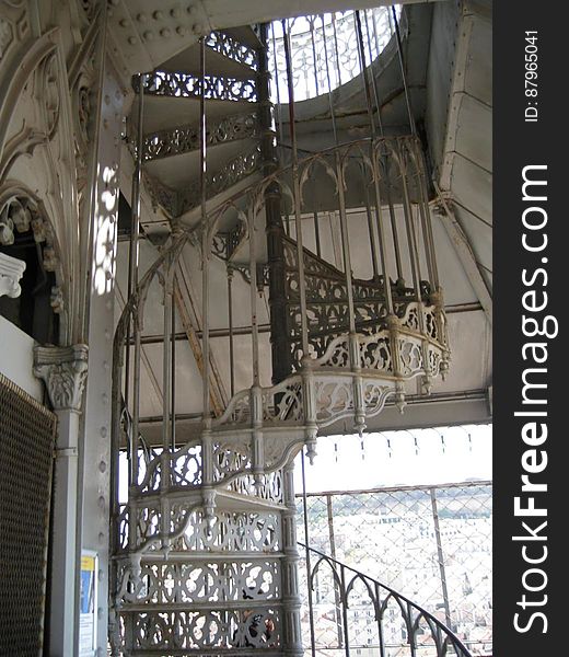 An iron staircase inside a building.