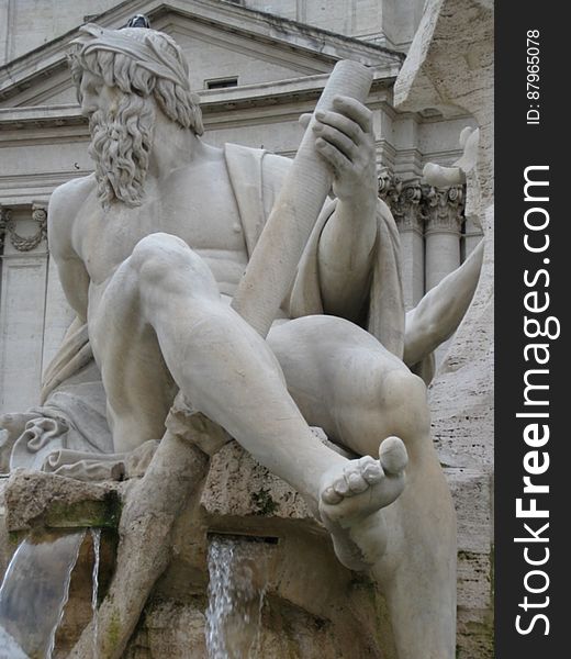 Fontana dei Quattro Fiumi on the Piazza Navona in Rome, Italy.