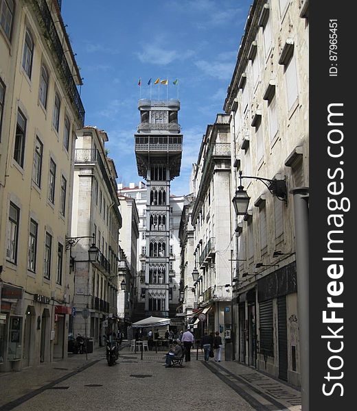 The Santa Justa Lift in the civil parish of Santa Justa, in the city of Lisbon, Portugal.