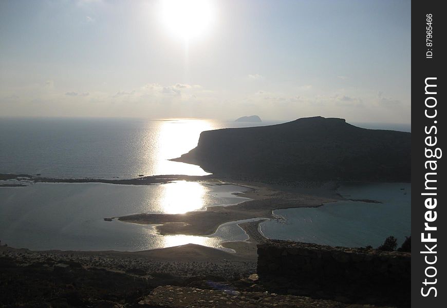 A seascape with islands under the sun. A seascape with islands under the sun.