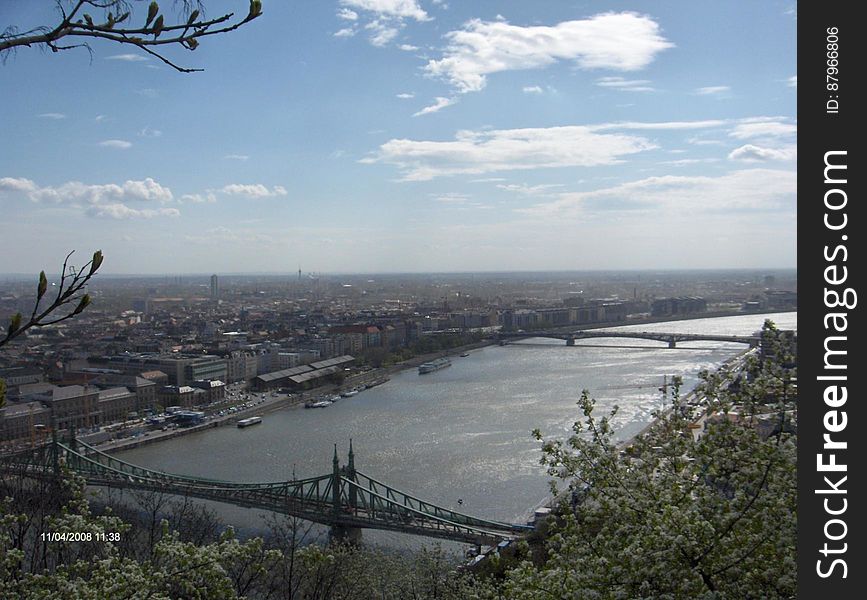 River Flowing Through City