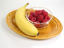 Raspberries & Banana Royalty Free Stock Photography