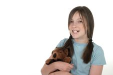 Little Girl Holding Teddy Bear 4 Royalty Free Stock Photo