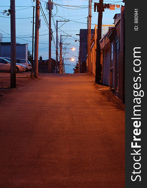 One of my favorite lighting, just after sunset. Camera: Nikon D50. This city is small but the backstreets are interesting. One of my favorite lighting, just after sunset. Camera: Nikon D50. This city is small but the backstreets are interesting.