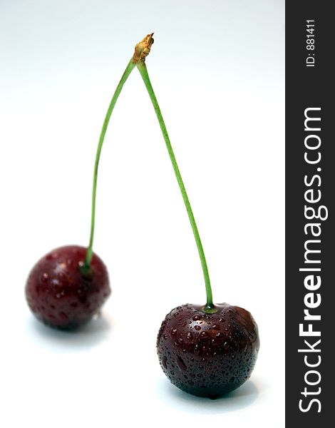 Two cherries in isolated