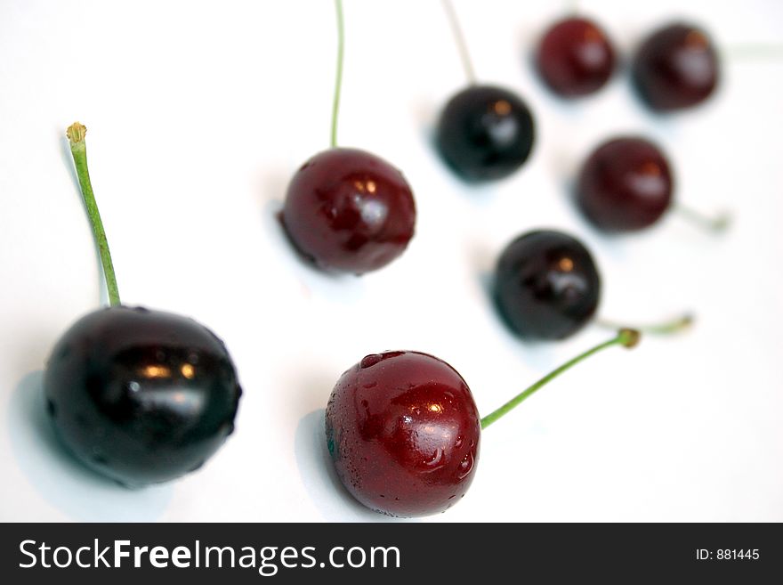 Several cherries in isolated