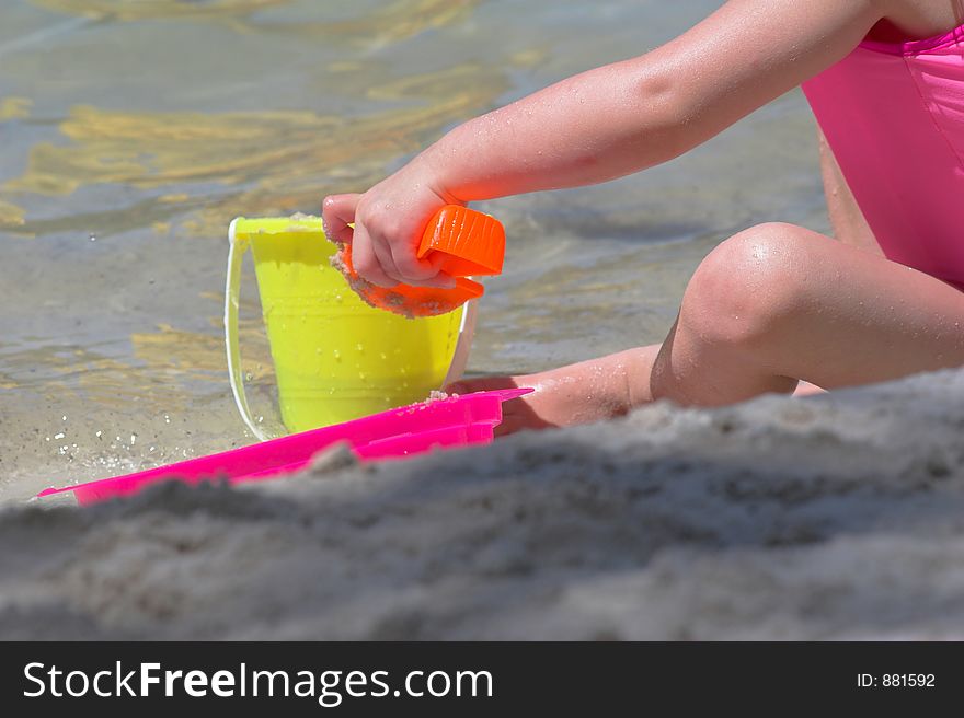 Playing at water