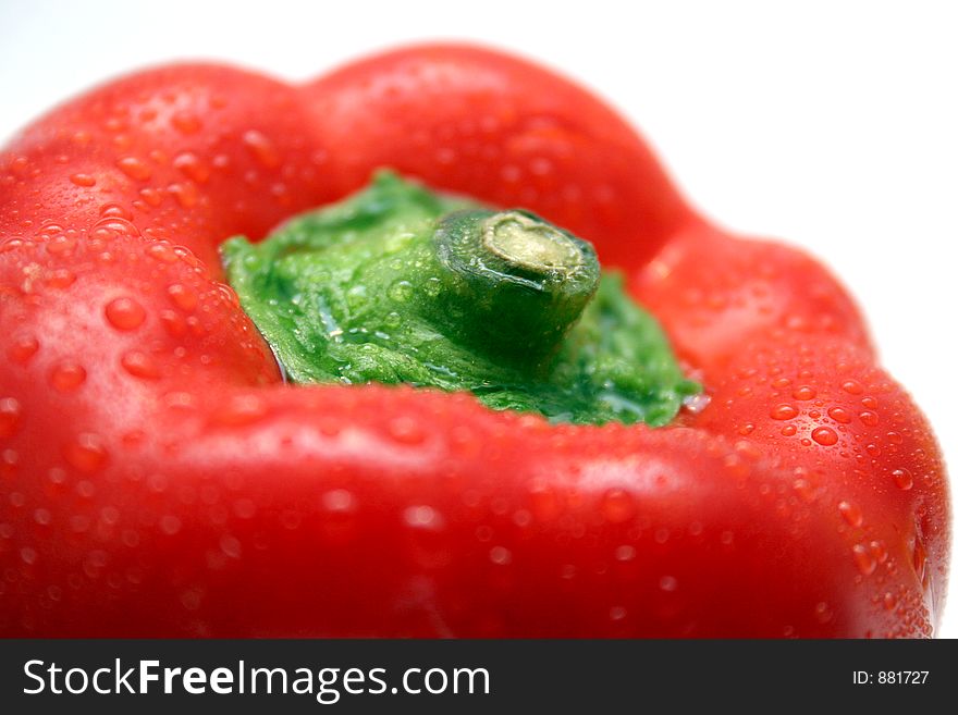 Red pepper with crop in closeup