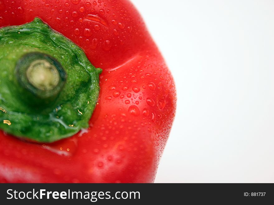 Red pepper with crop in closeup