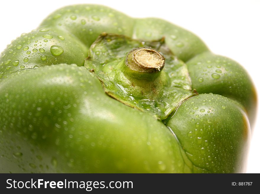 Green pepper with crop in closeup