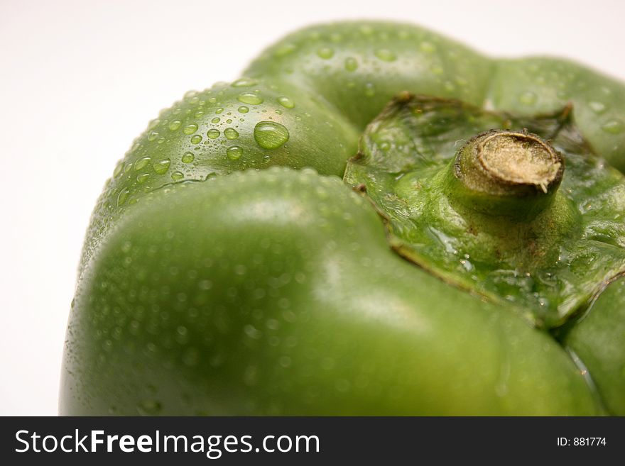 Green pepper with crop in closeup