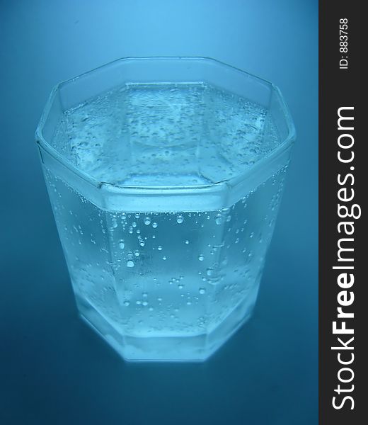 Iced soda water with bubble,cold blue