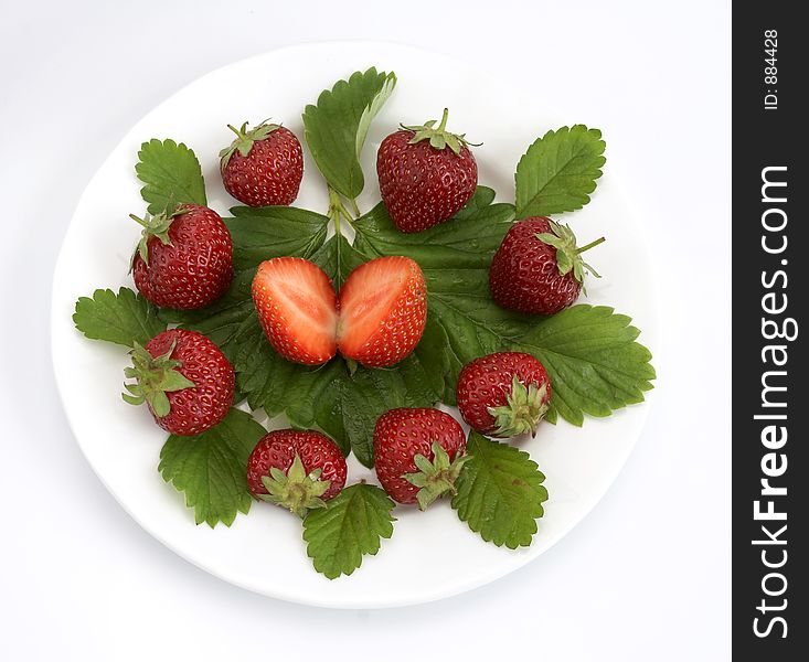 Strawberries on dish