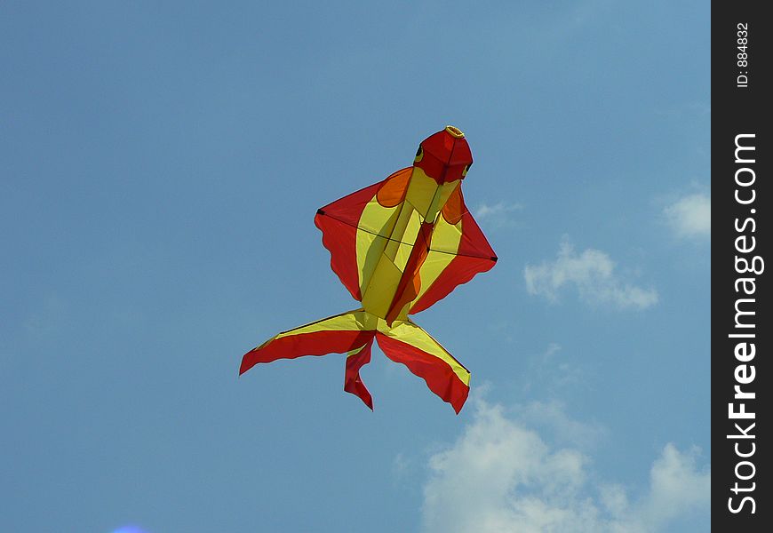 This is a pic of a kite shaped like a fish flying off the back of our boat on Belleville Lake in Belleville, Michigan. This is a pic of a kite shaped like a fish flying off the back of our boat on Belleville Lake in Belleville, Michigan.