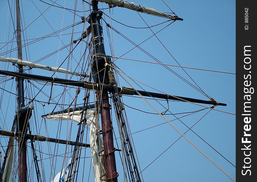 Detail of a mayflower ship. Detail of a mayflower ship