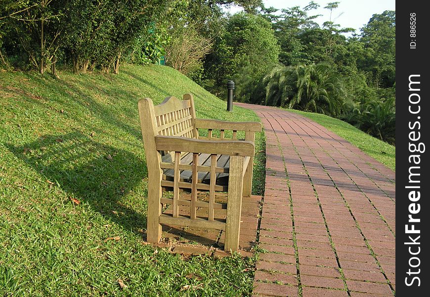 Garden path with bench