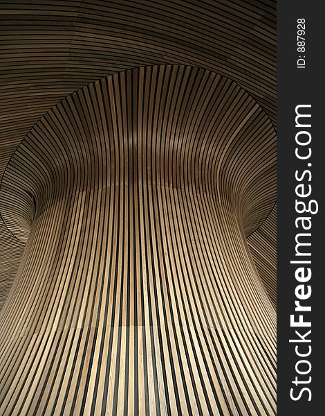 Impressive wooden roof of the welsh assembly building in cardiff