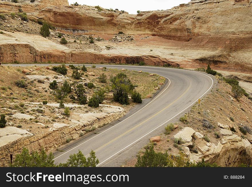 Winding road through the Colorado National Monument. Winding road through the Colorado National Monument.