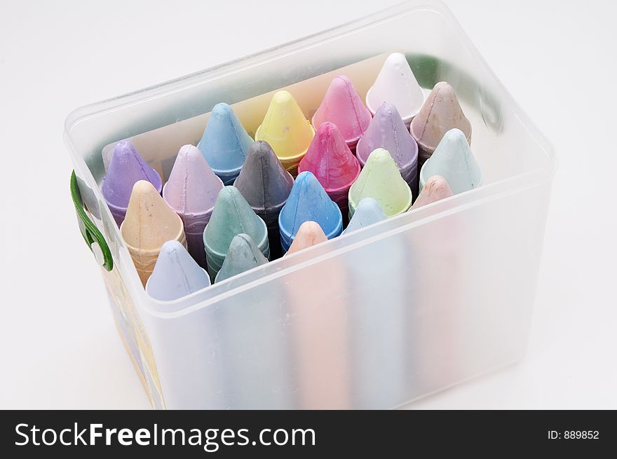 A box of pastel colored chalk. A box of pastel colored chalk.