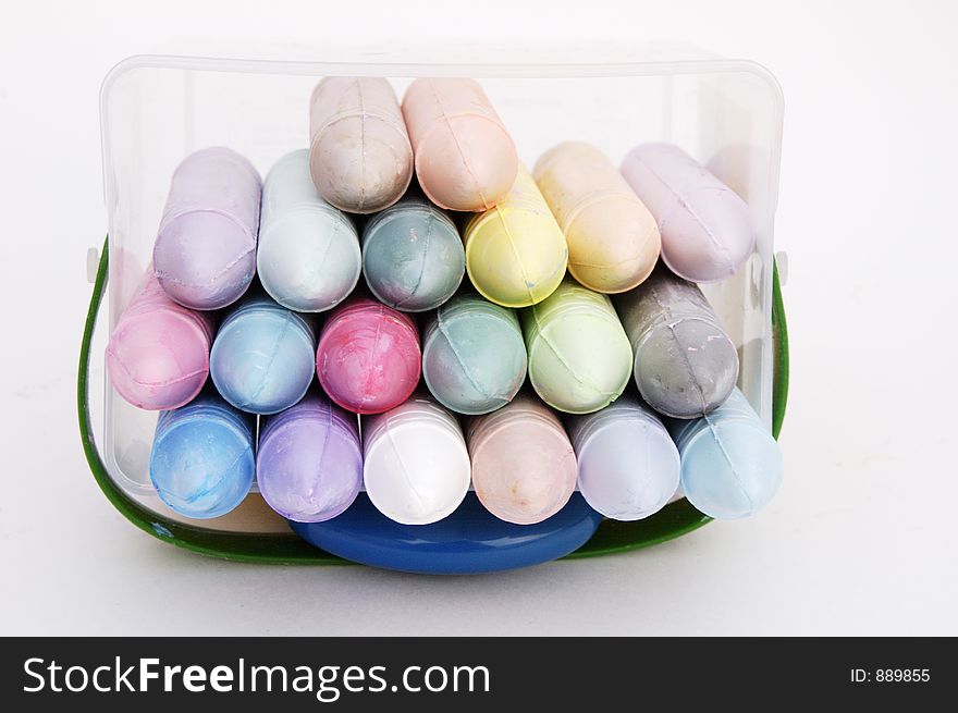 A box of pastel colored chalk. A box of pastel colored chalk.