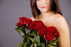 Red Roses And A Woman Stock Images Red Roses And A Woman Stock Images