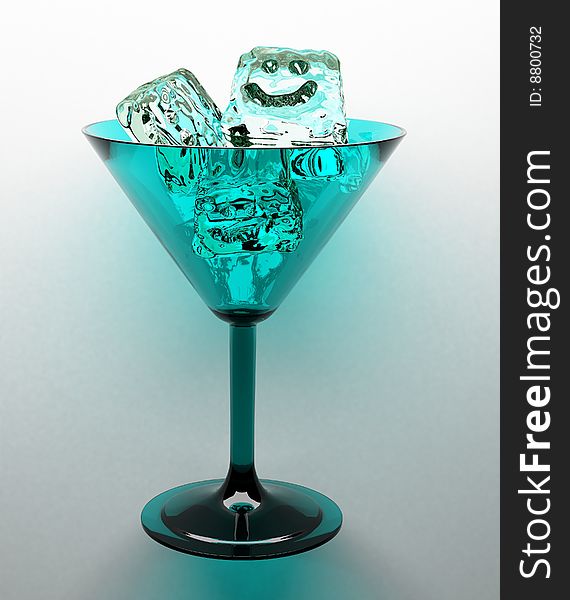 Ice glass  bubble smile drink