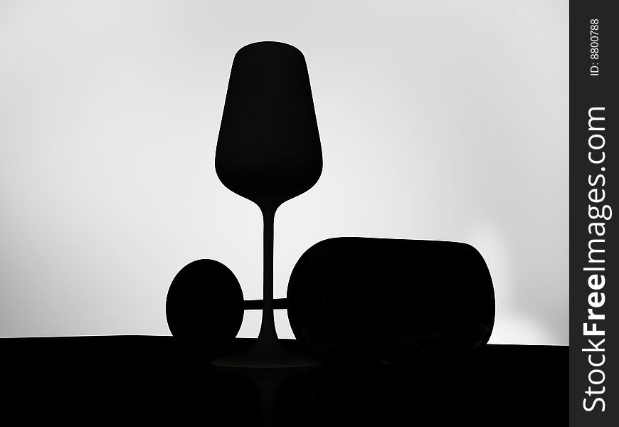 Abstraction. A silhouette of two glasses for wine