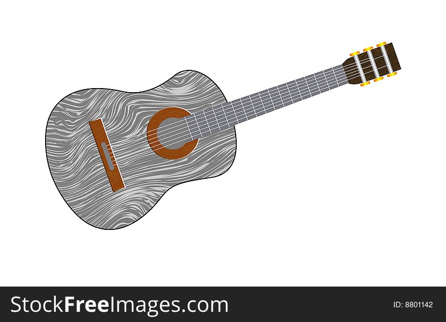 Acoustic guitar isolated on white background, vector illustration