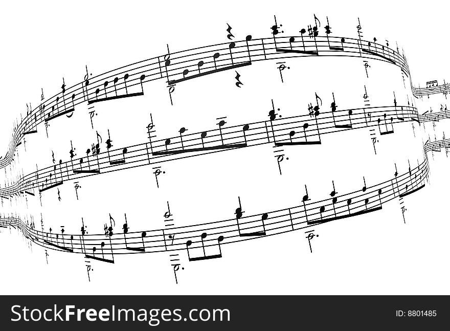 3d render of music notes. White background. 3d render of music notes. White background.