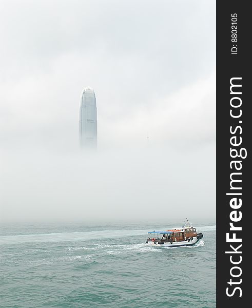 Morning view from Star Ferry pier in Tsim Sha Tsui, Kowloon. Morning view from Star Ferry pier in Tsim Sha Tsui, Kowloon